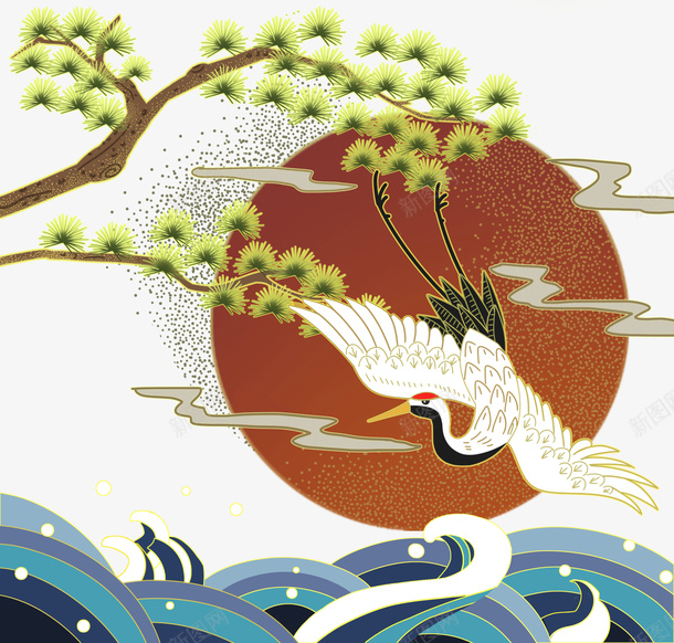 国朝海上飞过的仙鹤png免抠素材_新图网 https://ixintu.com 国朝 仙鹤 吉祥 海浪