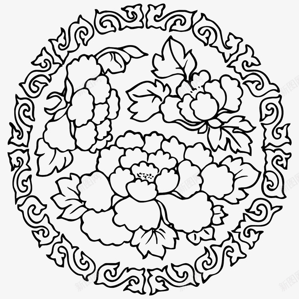 花纹圆形传统图案ai免抠素材_新图网 https://ixintu.com AI格式 AI符号 中国传统 传统图案 古典花纹 圆形 牡丹 花纹