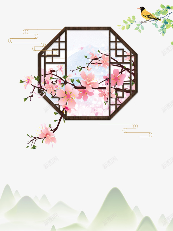 树枝春天花枝装饰元素图png免抠素材_新图网 https://ixintu.com 树枝 春天 花枝 装饰 元素图 鸟