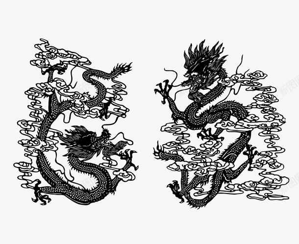 国潮中国龙16ai免抠素材_新图网 https://ixintu.com 一对龙 中国风 中国龙 传统文化 古老的龙 国潮
