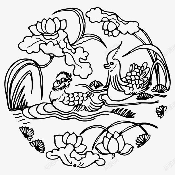 花纹圆形传统图案ai免抠素材_新图网 https://ixintu.com AI格式 AI符号 中国传统 传统图案 古典花纹 圆形 花纹 鸳鸯logo 鸳鸯戏水