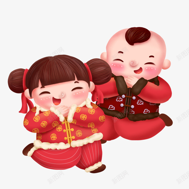 春节拜年福娃png免抠素材_新图网 https://ixintu.com 春节 福娃 人物 扁平风 拜年