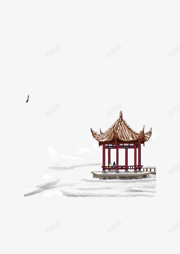 古代手绘亭台psd免抠素材_新图网 https://ixintu.com 古代 手绘 亭台 亭台楼阁 小亭子