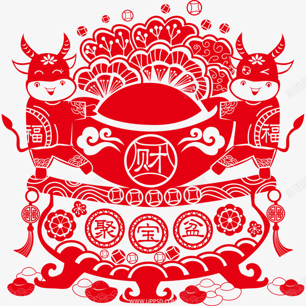 牛年新春剪纸png免抠素材_新图网 https://ixintu.com 牛年 新春 剪纸 喜庆