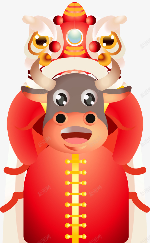 新春舞狮卡通牛牛ai免抠素材_新图网 https://ixintu.com 新春 舞狮 卡通 牛牛