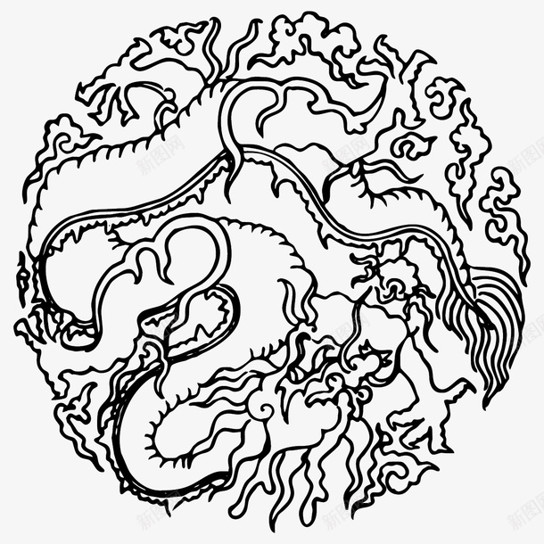 花纹圆形传统图案ai免抠素材_新图网 https://ixintu.com AI格式 AI符号 中国传统 传统图案 古典花纹 圆形 祥龙图案 线条龙纹 花纹 龙纹