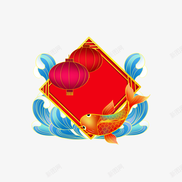 国潮锦鲤海浪中国结元素psd免抠素材_新图网 https://ixintu.com 国潮 锦鲤 海浪 中国结元素