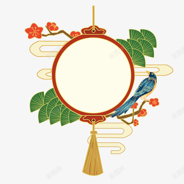 国潮花鸟边框psd免抠素材_新图网 https://ixintu.com 中国风 绘画艺术 卡通动漫 花鸟边框 国潮边框