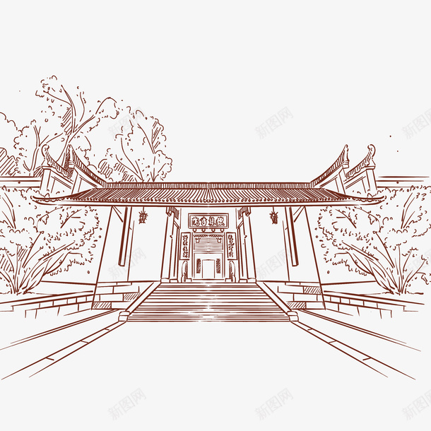 古代书院正面图png免抠素材_新图网 https://ixintu.com 书院 正面图 古风 素材