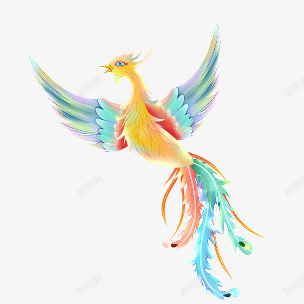 卡通中式绘画凤凰高飞psd免抠素材_新图网 https://ixintu.com 卡通 中式 绘画 凤凰 高飞 国潮