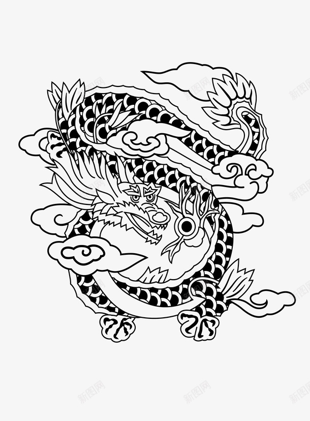 国潮中国龙05ai免抠素材_新图网 https://ixintu.com 国潮 中国龙 中国风 传统文化 龙 祥云龙