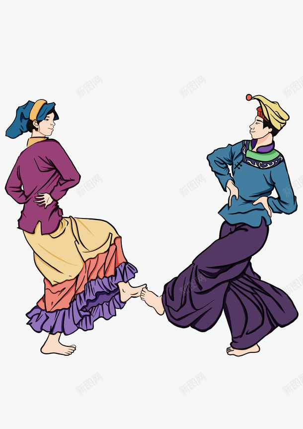 少数民族跳舞男孩和女孩png免抠素材_新图网 https://ixintu.com 男孩 女孩 跳舞 少数民族 插画风