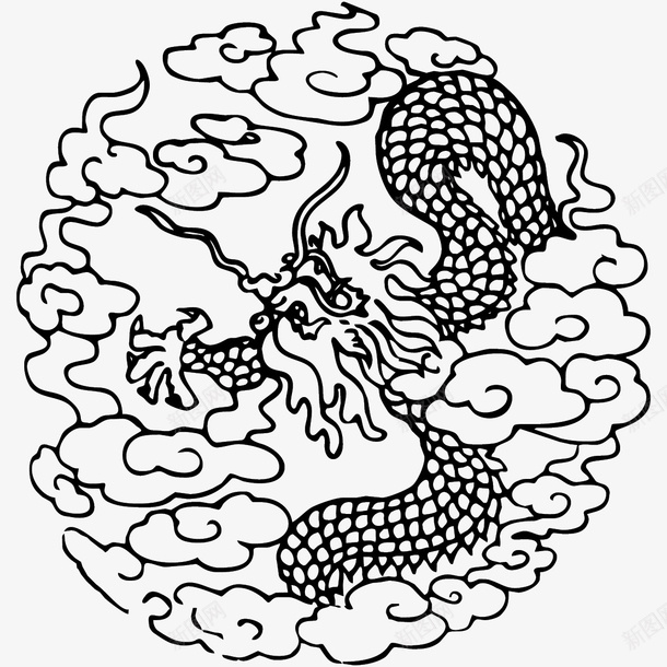 国潮中国龙传统图案圆形标08png免抠素材_新图网 https://ixintu.com 国潮 中国龙 传统图案 圆形标