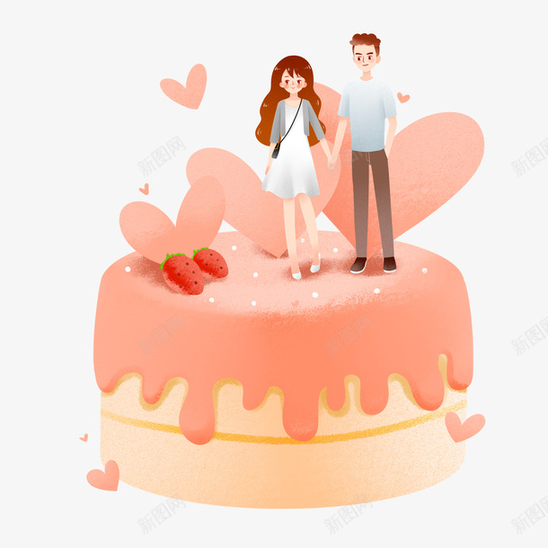 情人节手绘情侣蛋糕爱心psd免抠素材_新图网 https://ixintu.com 情人节 手绘情侣 蛋糕 爱心