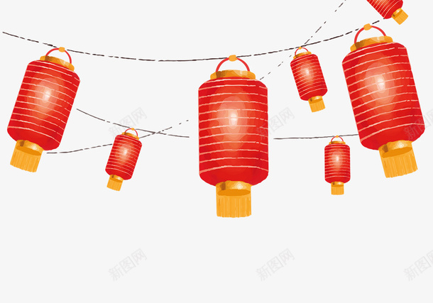 除夕灯笼红色灯笼中国风装饰psd免抠素材_新图网 https://ixintu.com 中国风过年装饰 喜庆红色灯笼 年货节装饰 庆国庆灯笼 除夕灯笼