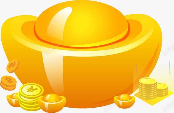 一枚黄金大元宝psd免抠素材_新图网 https://ixintu.com 元宝 发财 多元宝 新年 金币 黄金