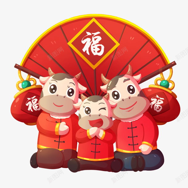 牛年全家福插画牛拜年卡通形象元素png免抠素材_新图网 https://ixintu.com png元素 全家福插画 全家福照片 温馨全家福 牛年 牛拜年卡通形象