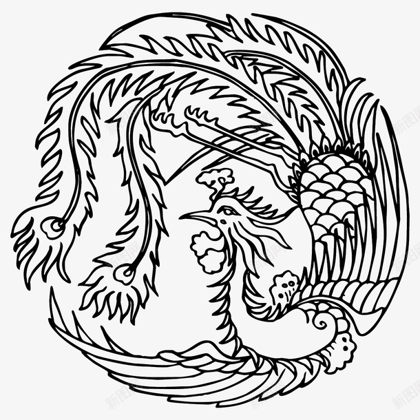 国潮凤凰传统图案圆形标19png免抠素材_新图网 https://ixintu.com 传统图案 凤凰 凤图案 国潮 圆形标