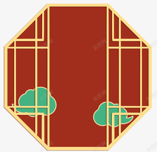 国潮风古风国潮窗户png免抠素材_新图网 https://ixintu.com 中国风 古典 窗户 边框 祥云 国潮