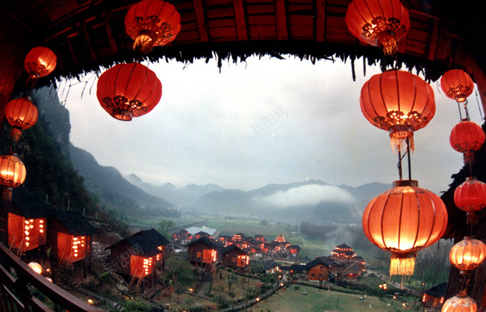 红灯笼乡村家园海报背景png设计背景_新图网 https://ixintu.com 红灯笼 乡村 家园 海报 背景
