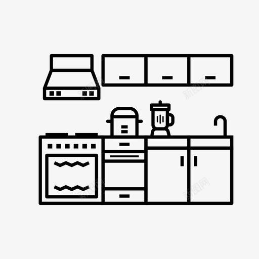 厨房室内设计橱柜厨具svg_新图网 https://ixintu.com 厨具 厨房 室内设计 橱柜