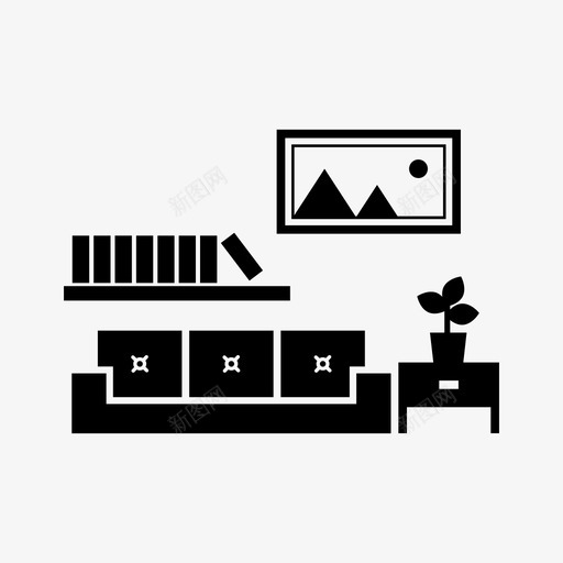 画廊家具室内svg_新图网 https://ixintu.com 画廊 家具 室内 植物 房间 室内设计