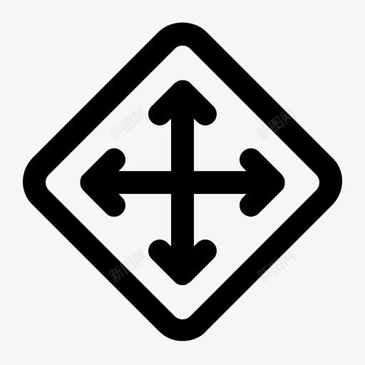 交叉口标志记号笔svg_新图网 https://ixintu.com 标志 街道 交叉口 记号