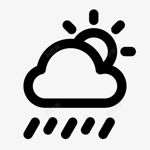 大雨天云大雨svg_新图网 https://ixintu.com 大雨 天气 雨天 天云 太阳 大纲