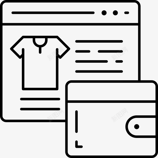 网上购物购买衣服svg_新图网 https://ixintu.com 网上购物 购买 衣服 付款 钱包