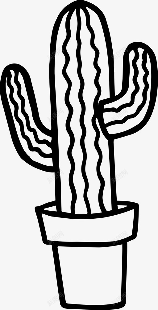 盆栽仙人掌手绘植物svg_新图网 https://ixintu.com 盆栽 仙人掌 手绘 植物 肉质