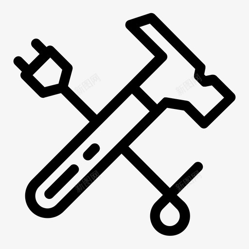 锤子建筑家修svg_新图网 https://ixintu.com 锤子 建筑家 修改 改良 插头 电工