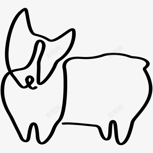 柯基犬狗一条线svg_新图网 https://ixintu.com 柯基 犬狗 一条 小狗