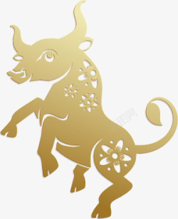 金色牛传统复古 新年装饰 图素材中式素材