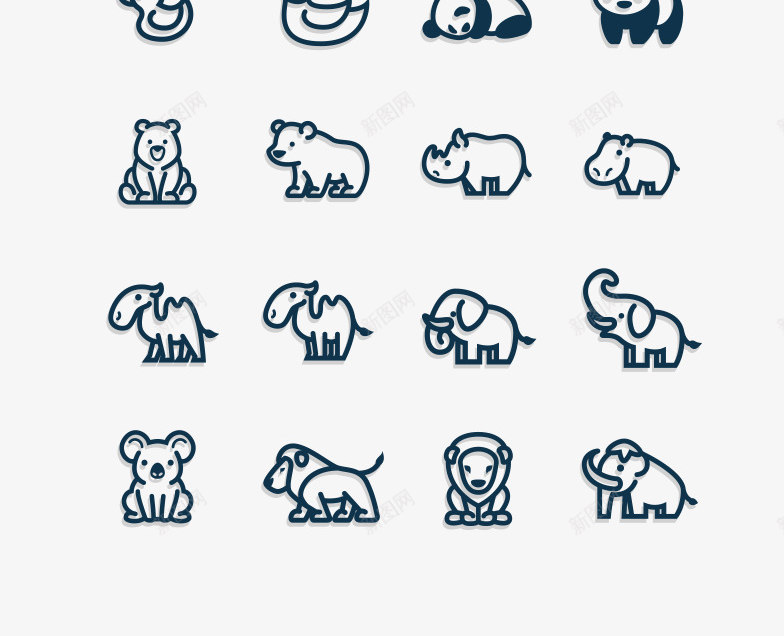 Vectorial Animals Cute and simple vectorial animal icons iconpng免抠素材_新图网 https://ixintu.com