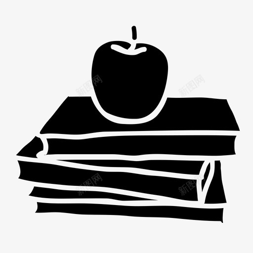 书苹果精益svg_新图网 https://ixintu.com 苹果 精益 页面 纸张 学校 实心 图标