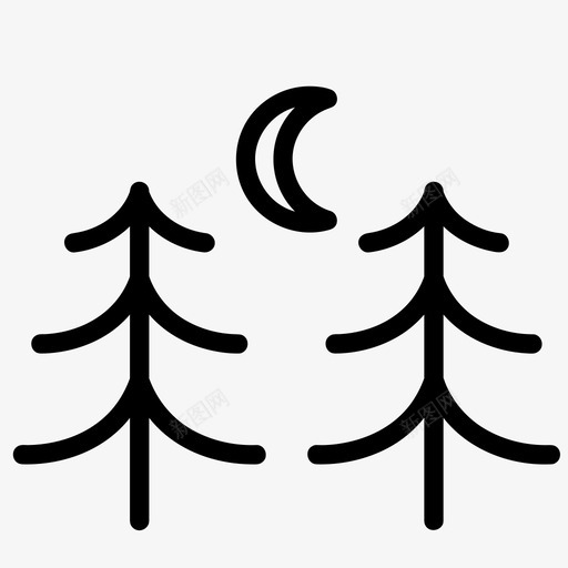 松树森林月亮svg_新图网 https://ixintu.com 松树 森林 月亮 大自然 夜晚 户外 野营
