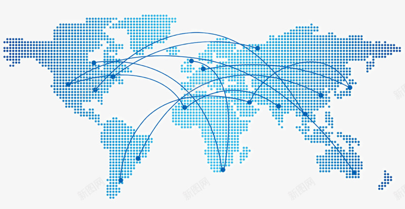 蓝色世界地图连线连点png免抠素材_新图网 https://ixintu.com 蓝色世界地图连线连点