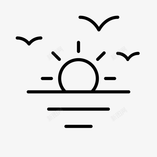 海太阳海洋光线svg_新图网 https://ixintu.com 太阳海 太阳 海洋 光线 日落 波浪