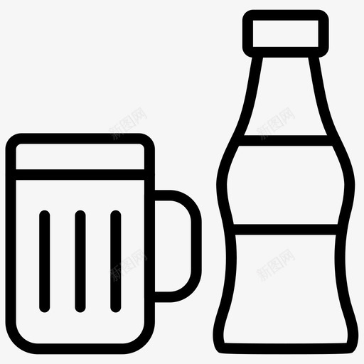 瓶子和杯子喝酒圣诞节svg_新图网 https://ixintu.com 瓶子 杯子 喝酒 圣诞节