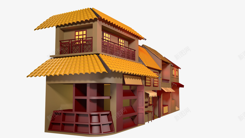 卡通街景街道png免抠素材_新图网 https://ixintu.com 卡通 街景 街道