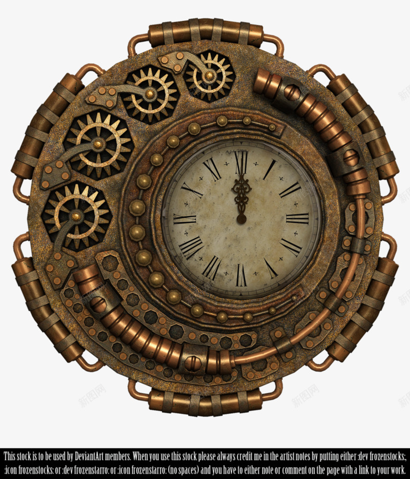 SteampunkClockRenderbyfrozenstocks不用勾图png免抠素材_新图网 https://ixintu.com 不用 勾图