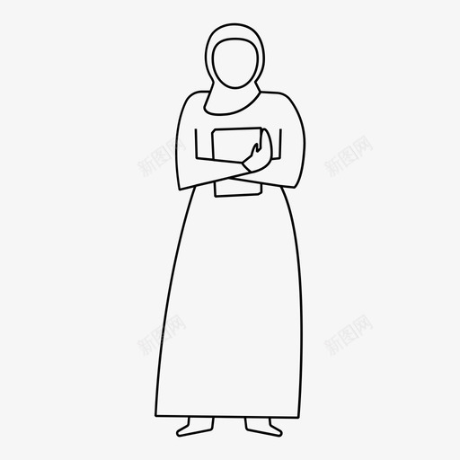 女穆斯林书籍头巾svg_新图网 https://ixintu.com 穆斯林 书籍 头巾 伊斯兰教 学习 古兰经 人民 民行