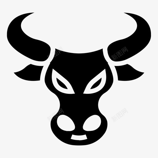 公牛公牛脸公牛头svg_新图网 https://ixintu.com 公牛 头角 动物 图标 雕文