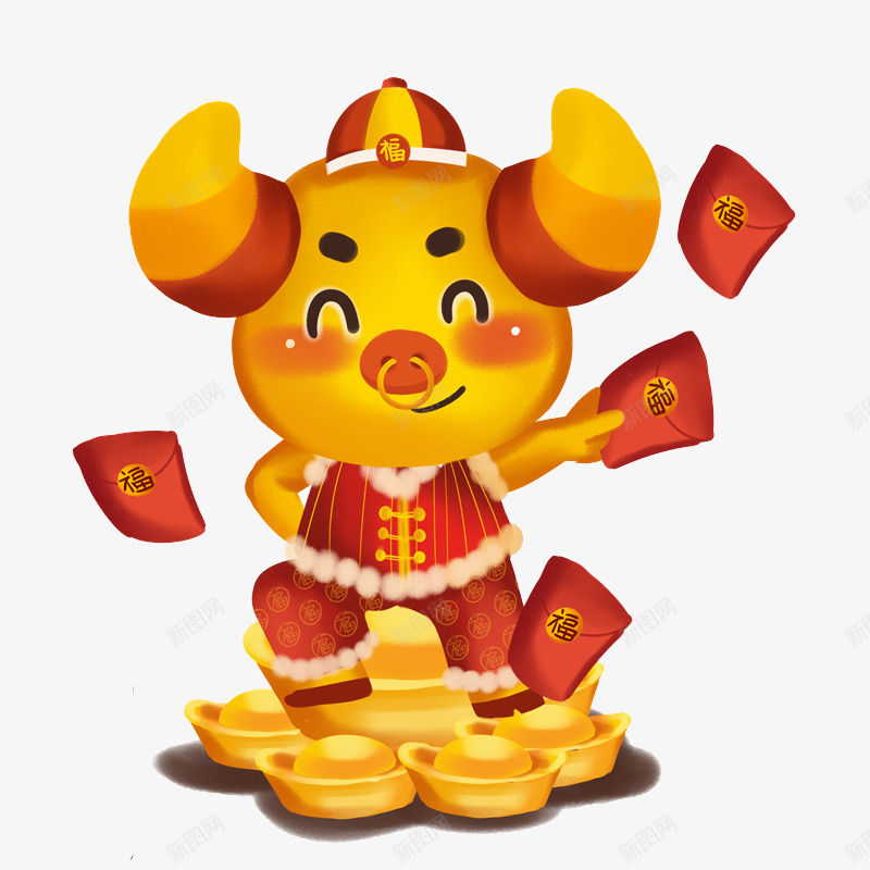 2021牛年过年新年小png免抠素材_新图网 https://ixintu.com 牛年 过年 新年