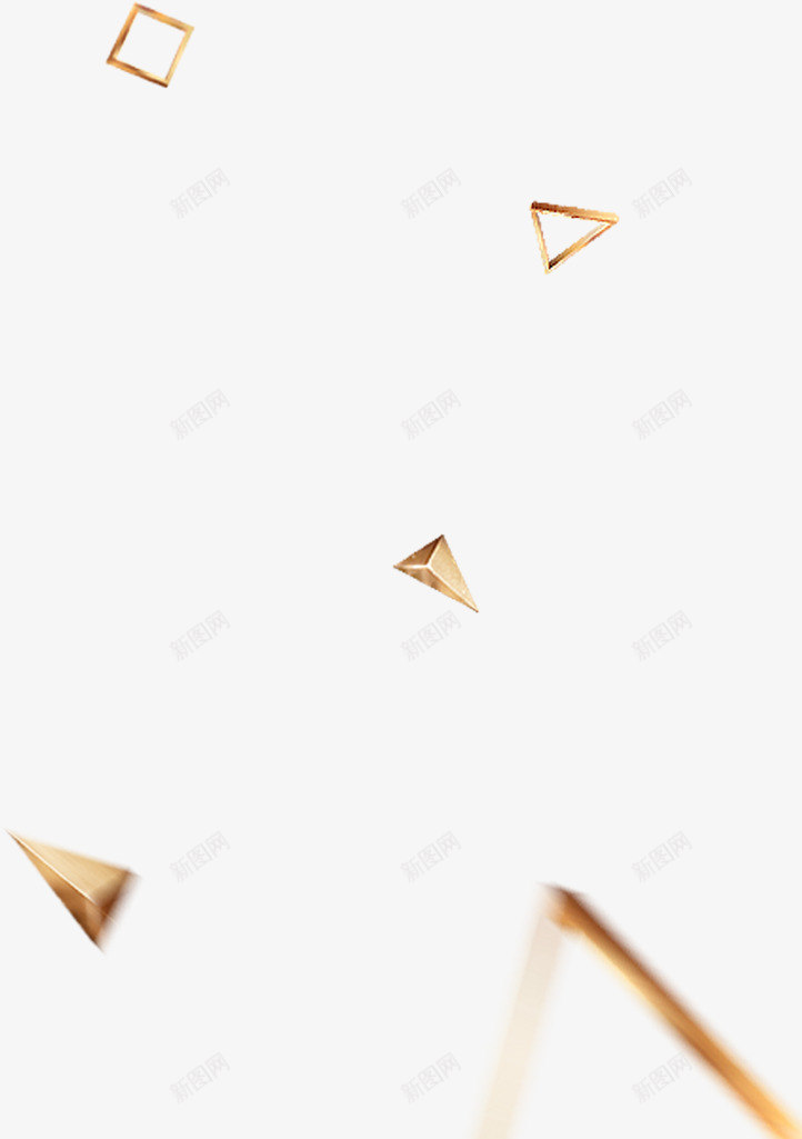 手绘金色几何图形装饰素材png免抠素材_新图网 https://ixintu.com 金色 手绘 几何图形 四方框 三角形 三棱锥 装饰 素材 漂浮物 装饰 点缀
