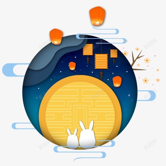 中秋月亮兔子png免抠素材_新图网 https://ixintu.com 中秋 月亮 兔子