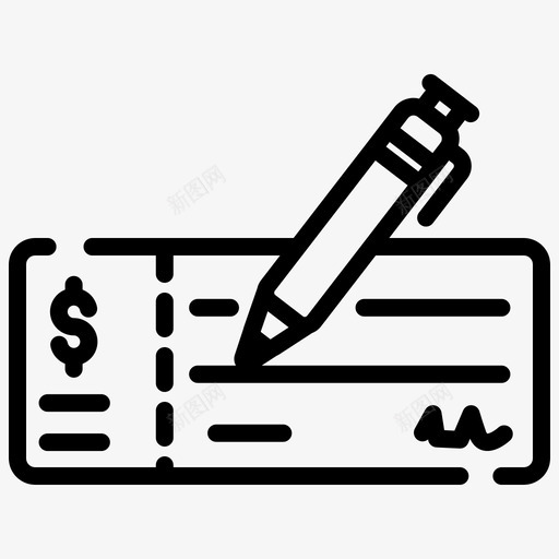 支票笔银行支票付款svg_新图网 https://ixintu.com 支票 银行 付款 凭证 理财 风格