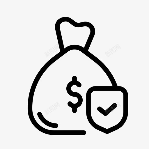 带盾钱袋银行商业svg_新图网 https://ixintu.com 带盾 钱袋 银行 商业 现金 货币 保险