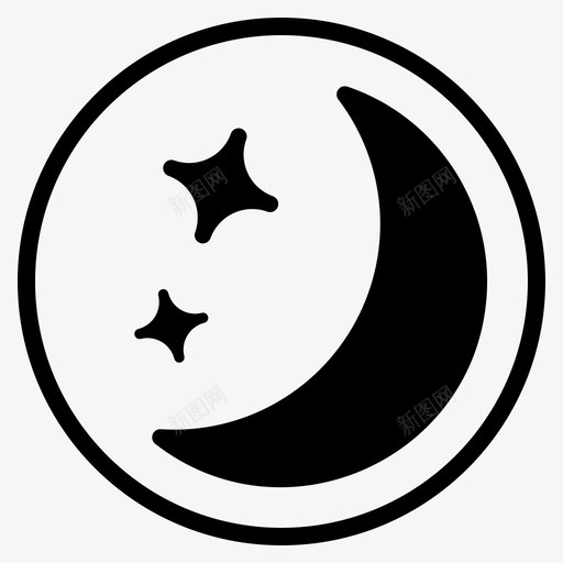 半月月相新月svg_新图网 https://ixintu.com 半月 月相 新月 夜晚 天气