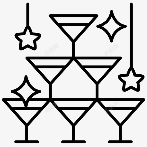 香槟酒杯假日svg_新图网 https://ixintu.com 香槟 香槟酒 酒杯 假日 聚会 圣诞节 新年